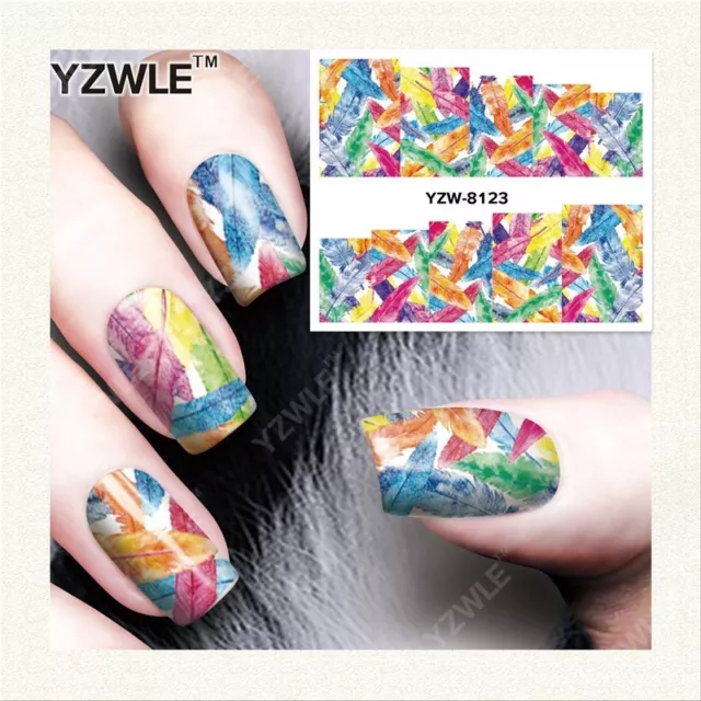 Manicura Adhesivos Transfers Tiras Rainbow PLUMAS Esmalte en Gel 8123