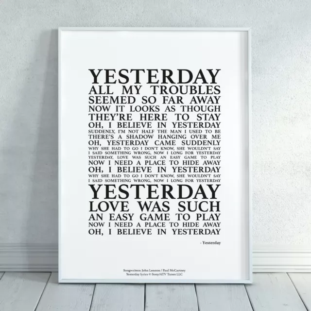 Lyrics: The Beatles - Yesterday - Lyrics: The Beatles - Yesterday Poem by  Sukhee Bukhbat