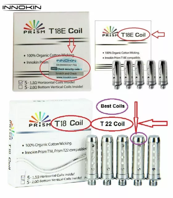 INNOKIN T18E / T22E COILS Replacement Prism Endura Coil Heads UK SELLER