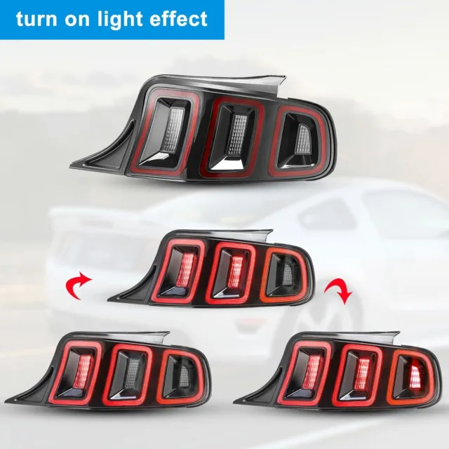 For 2010-2014 Ford Mustang Full LED w/ Sequential Tail Lights Black Brake Lamps 3