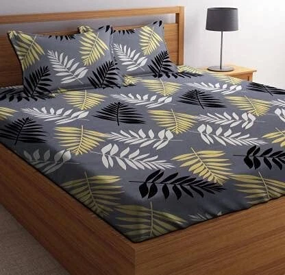 Drap double en pur coton à fleurs avec 2 taies d'oreiller pour chambre...