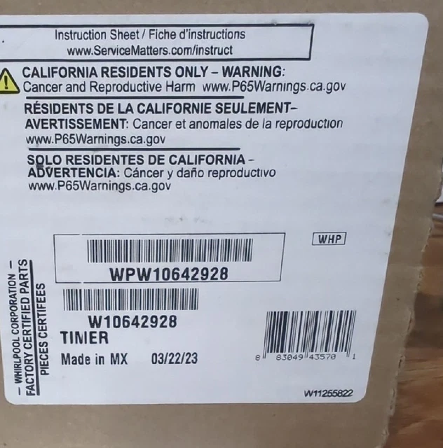 New Genuine OEM Whirlpool Dryer Timer WPW10642928 W10642928 Genuine OEM. New