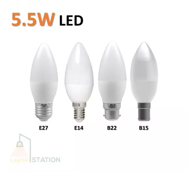 LED Candle Energy Saving Bulb E14 E27 B15 B22 Lamp 5.5W Cool Warm White Daylight