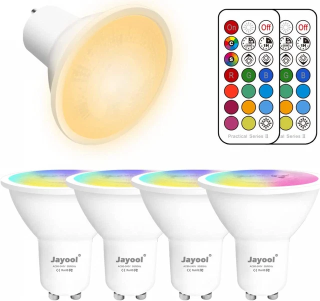 Jayool GU10 LED Light Bulbs, Dimmable 5W Colour Changing Spot Warm White