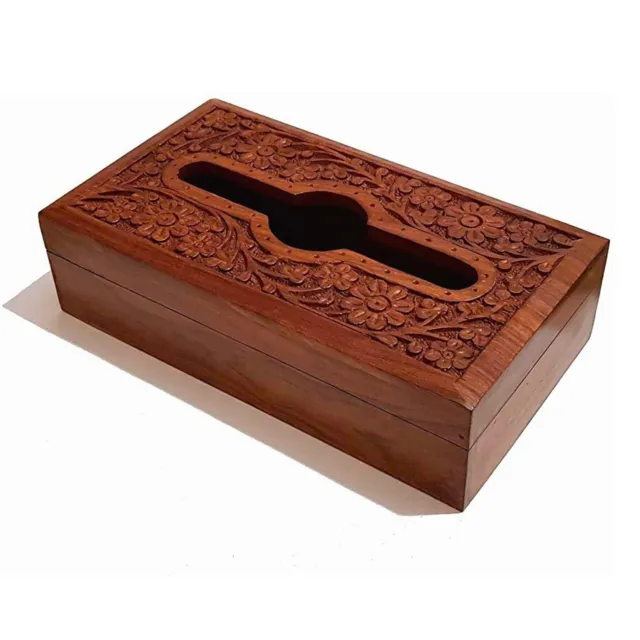 Wooden Tissue Box Multi Function Tissue Storage Box with Paper Napkin Holder