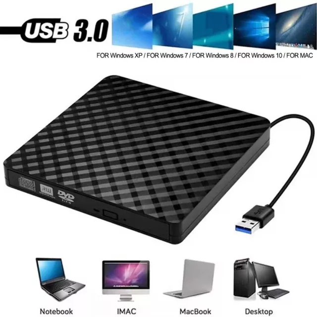 USB3 0 DVD RW CD Writer Optical Drive Slim Design Shock Resistant Operation