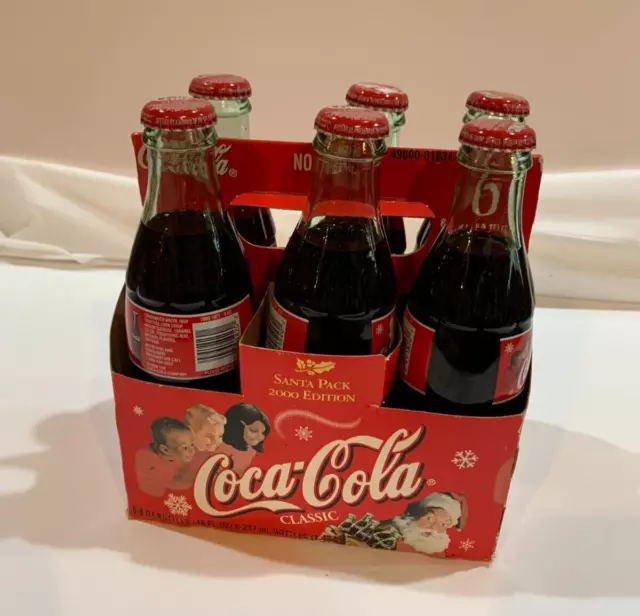 CHRISTMAS COCA COLA Classic Glass Bottles 8 oz Santa Coke Holiday 6