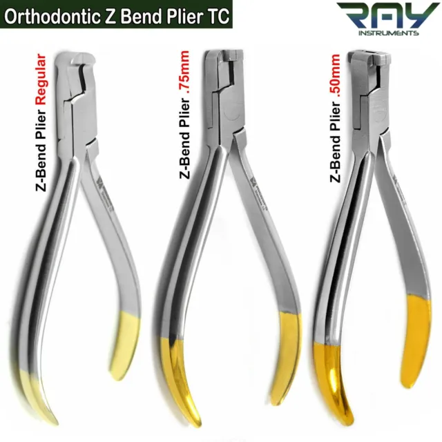 Orthodontics Dental Z Bend Pliers Archwire Loop Forming Ligature TC CE Set of 3