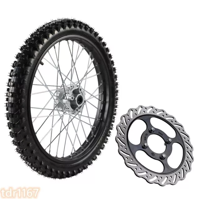 70/100-19 Front Wheel Tire Rim +Disc Rotor for TTR125 KX100 CRF150 Apollo SSR US
