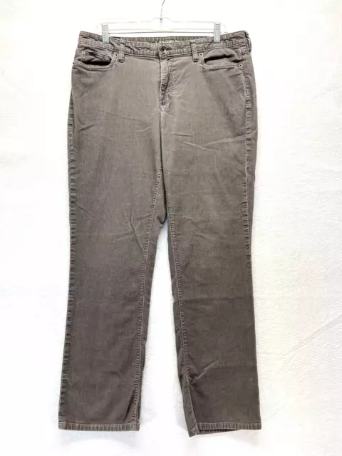 Lands End Straight Leg Corduroy Pants Women's Size 14 - Gray Stretch Mid Rise