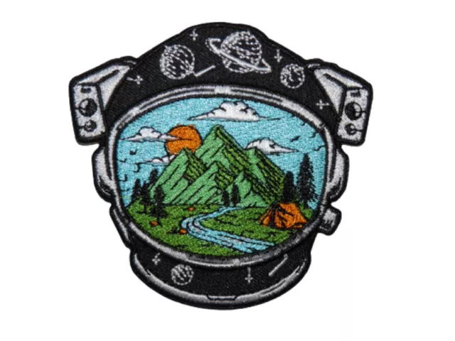 Patch renfort écusson brodé thermocollant Casque cosmonaute astronaute paysage