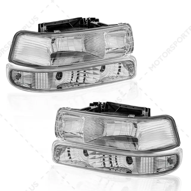 Chrome Headlights + Bumper Lights For Chevy Silverado Suburban 1500 2500 Tahoe 2