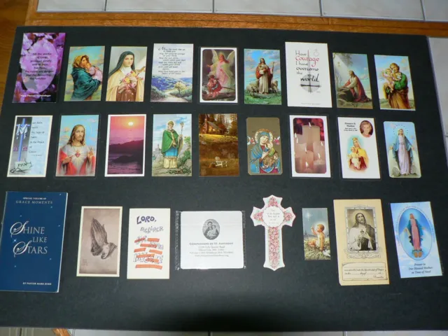 Lot of 25 Catholic Holy Prayer Funeral Cards & Book of Inspiring Readings