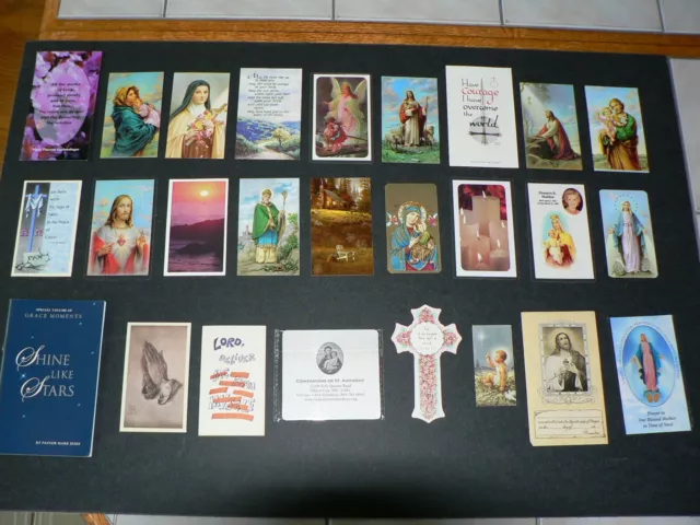 Lot of 25 Catholic Holy Prayer Funeral Cards & Book of Inspiring Readings