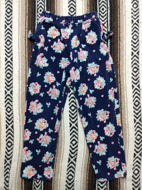 80s 90s OshKosh B'Gosh Pants Kids Girls sz 6X corduroy Floral trousers made USA