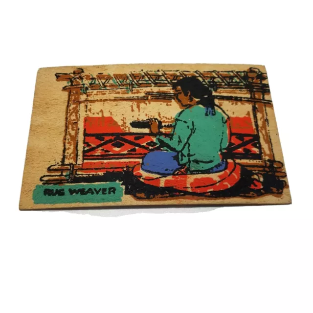 Indian Navajo Rug Weaver Vintage Wood Pulp Postcard Unused L.W. Holling
