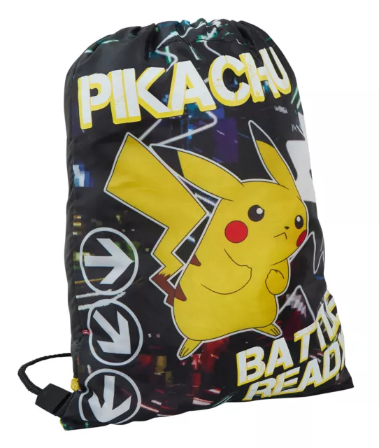 Kids Pokemon Glow In The Dark Drawstring Gym Bag Pikachu School PE Swim Bag