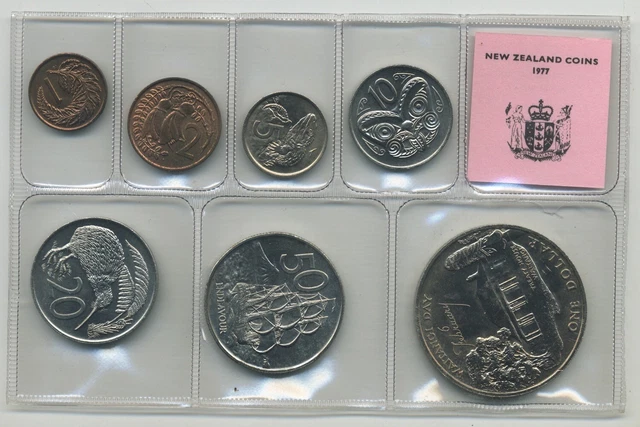 1977 New Zealand 7 Coin Souvenir Coin Set