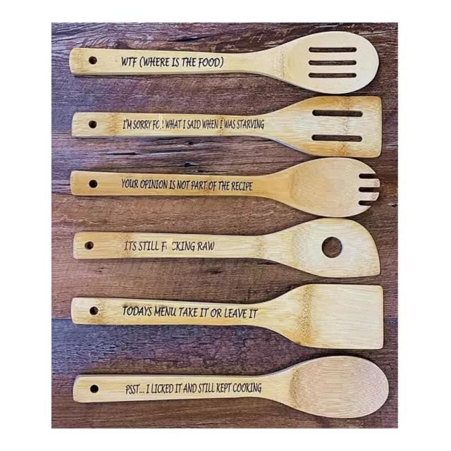 Ensemble de CuillèRes en Bois Amusantes, 6 CuillèRes de Cuisine en Bois, Cu1401