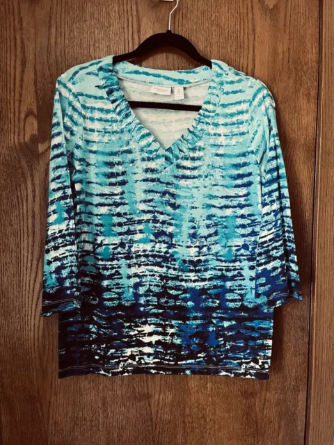 Womens Chicos Size 2 Sequined Blue Top