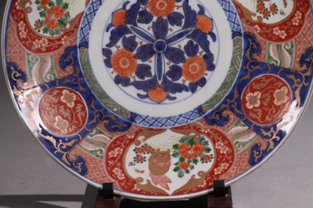 Old Japanese Imari Ware Large Porcelain Plate Colorful Handmade 14.5inch Edo Era 3