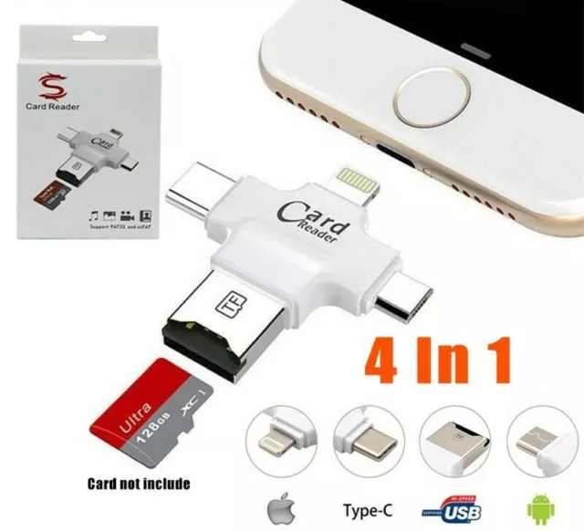 4 in1 i-Flash Drive USB TF Memory Card Reader Adapter For Android iPhone iPad