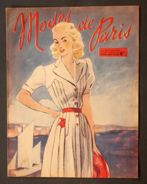 'Modes De Paris' French Vintage Magazine Holiday Issue 15 July 1945
