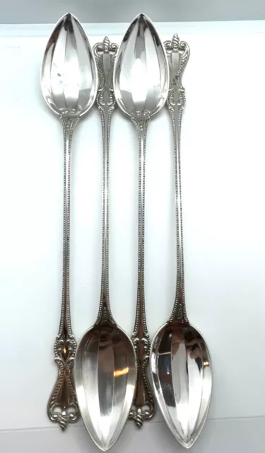 Sterling Towle Old Colonial Iced Tea Spoons 8" - Set of 4  NO MONO     LS