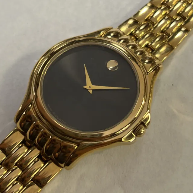 Womens Movado Gold Tone Black Dial 87 D1 863, Pre Owned Running New Battery