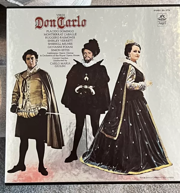 Placido Domingo Verdi Don Carlo Vinyl Record Box Set Opera Tenor