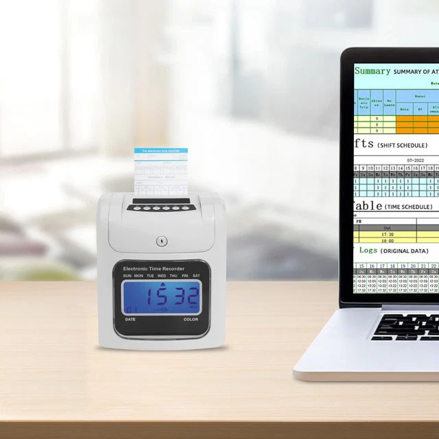 LCD EMPLOYEE PUNCH Attendance Machine Electronic Time Recorder w/50