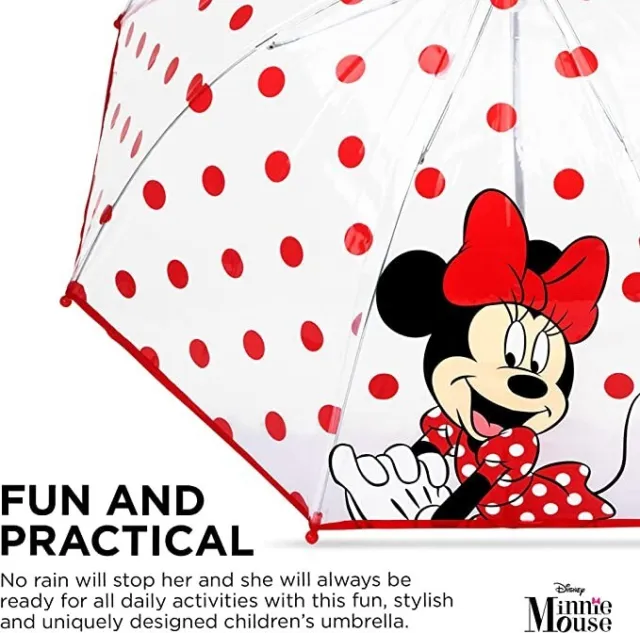Disney Minnie Mouse Clear Umbrella, Kids Rain Wear for Little Girls Ages 4-10 3