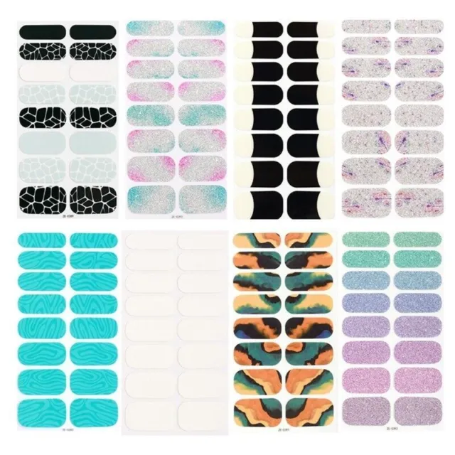 16 Strips Semi Cured Gel Nail Stickers UV Lamp Required Gel Wraps Nail Art Deco