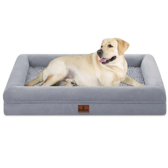 Gray Orthopedic XX-Large Dog Bed Pet Sofa w/ Removable Cover Memory Foam Bolster