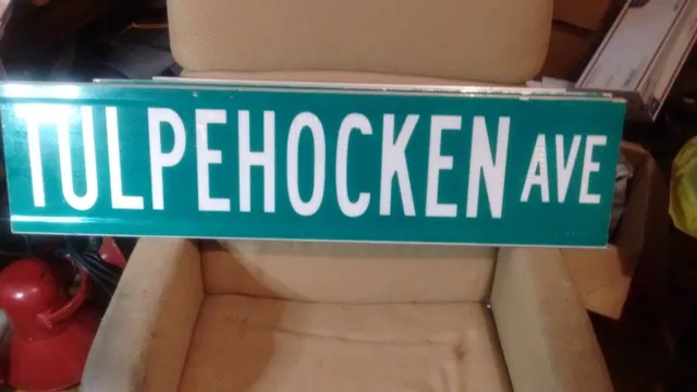"TULPEHOCKEN AVE" Double Sided  Cast Aluminum Street Road Sign   ,Auction Find