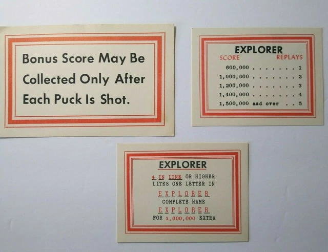 Shuffle Explorer Chicago Coin Arcade Game 1958 NOS Score Card Set Of 3 Original