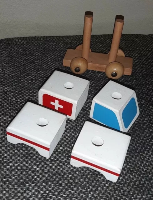 Rettungswagen 4er Set aus Holz Holzautos Steckspiel Motorik Kinder Spielzeug 2