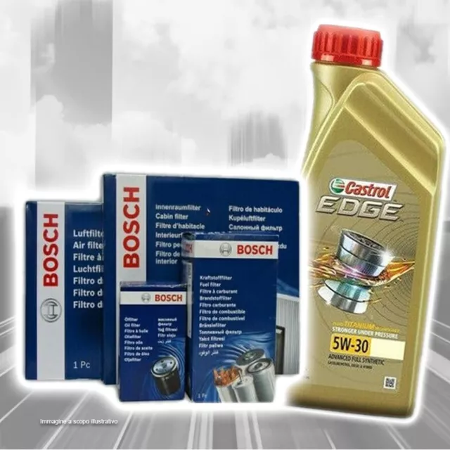 Kit Tagliando Filtri Bosch + Olio Castrol Vw T Roc 1.5 Tsi Benzina