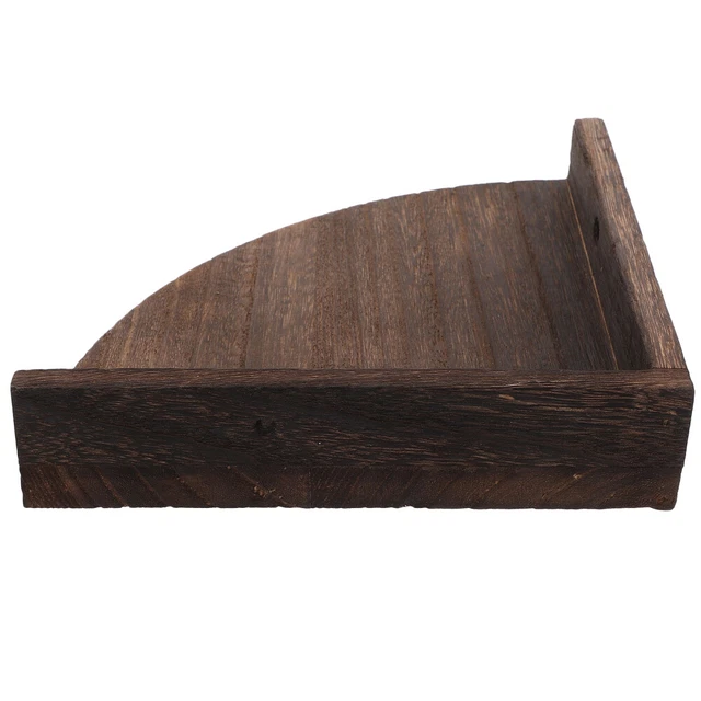 Mensola Angolare In MDF Rivestito PVC Effetto Noce, 50x50 Cm - Completa Di Supporti Per Montaggio A Parete