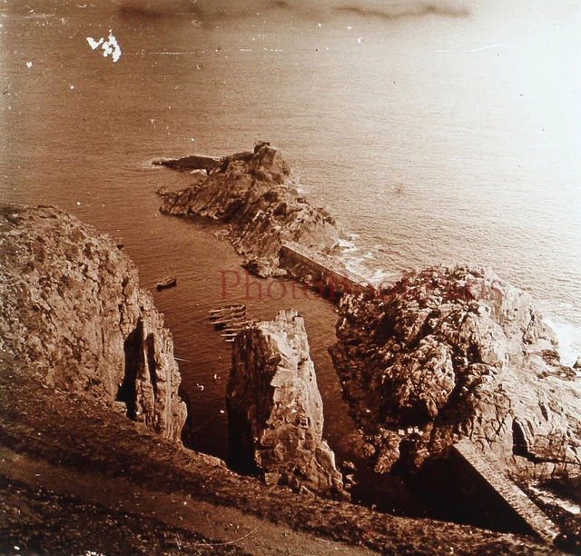 FRANCE Bretagne Pointe du Raz c1910 Photo Plaque verre Stereo Vintage V28L30n1