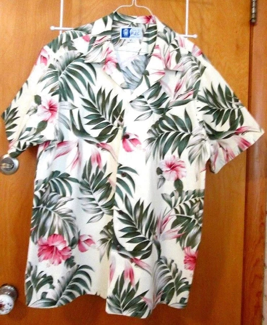 Rjc Hawaiian Shirt Palm Fronds Hibiscus Bird Of Paradise Flowers Xl Men's Shirt