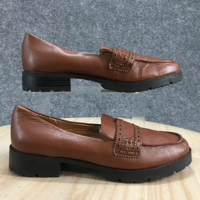 LifeStride Shoes Womens 9W London Penny Loafers Brown Faux Leather Slip On Block