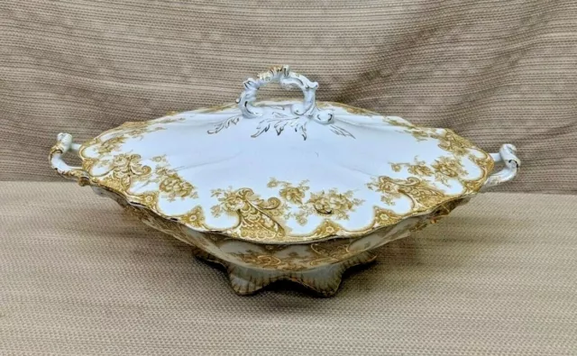Upper Hanley Pottery Co. England Victoria Semi-Porcelain Covered Vegetable Dish 2
