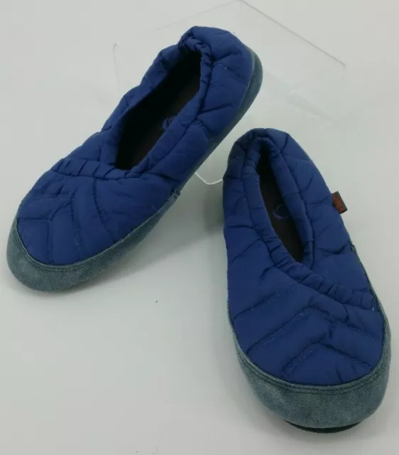 Acorn Slippers Womens 6.5 - 7.5 Moccasins Slip On Down Wrap Quilted Blue Shoes