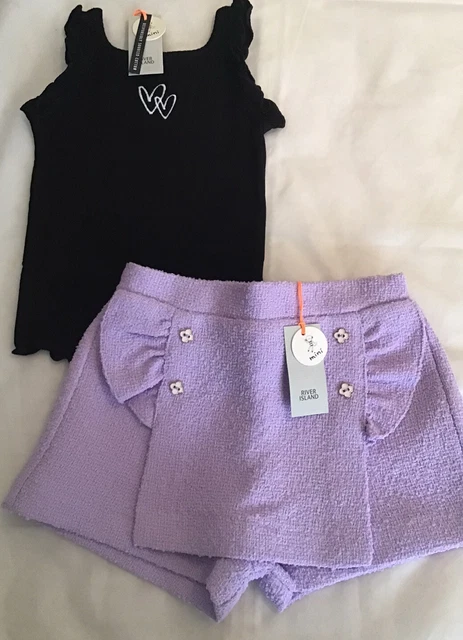 River island mini girls aged 3-4 years purple skort bag outfit BNWT 2