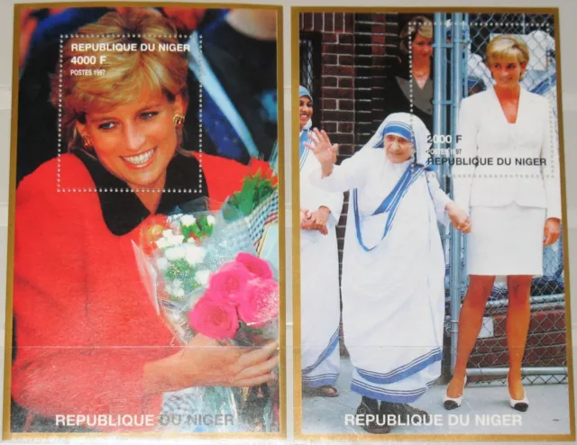 NIGER 1998 Block 110-11 S/S 946-47 Princess Diana Mother Teresa Charity MNH