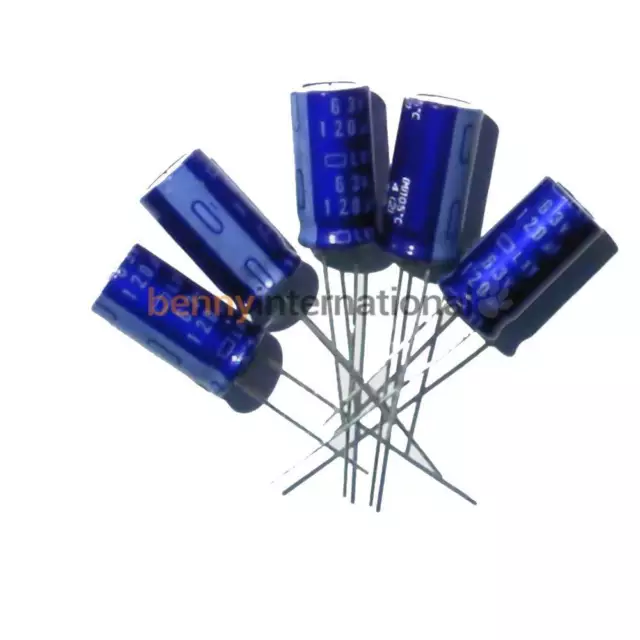 5x 120uF 63V 105°C ELECTROLYTIC CAPACITORS Nichicon Radial High Temp LXY Series