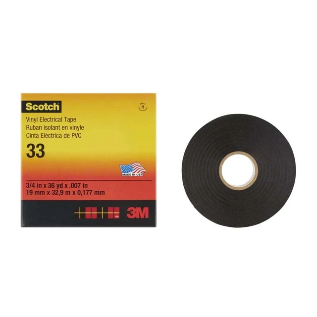 3m scotch 33 ruban vinyle isolant électrique noir 33m x 19mm ep. 0,18mm