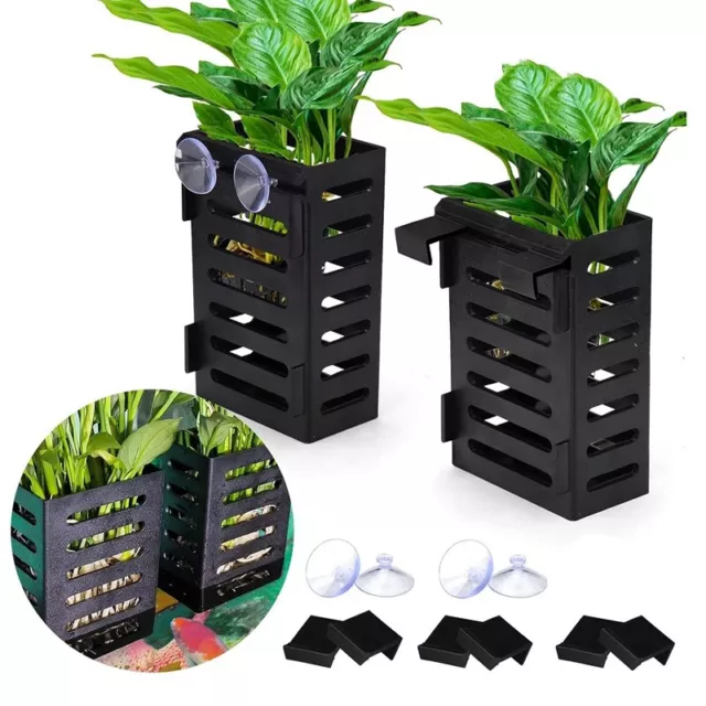 2X(Paquet de 2 Supports de Plantes D'Aquarium avec Crochets et Ventouses, T3883