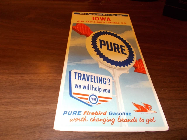 1964 Pure Oil Iowa Vintage Road Map